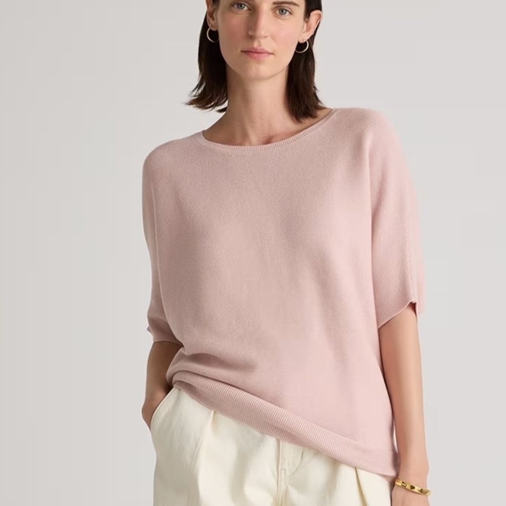 Woven Cotton & Cashmere Sweater